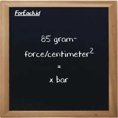 Example gram-force/centimeter<sup>2</sup> to bar conversion (85 gf/cm<sup>2</sup> to bar)